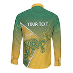 Australia Indigenous Personalised Wallabies Long Sleeve Button Shirt Rugby Rivals