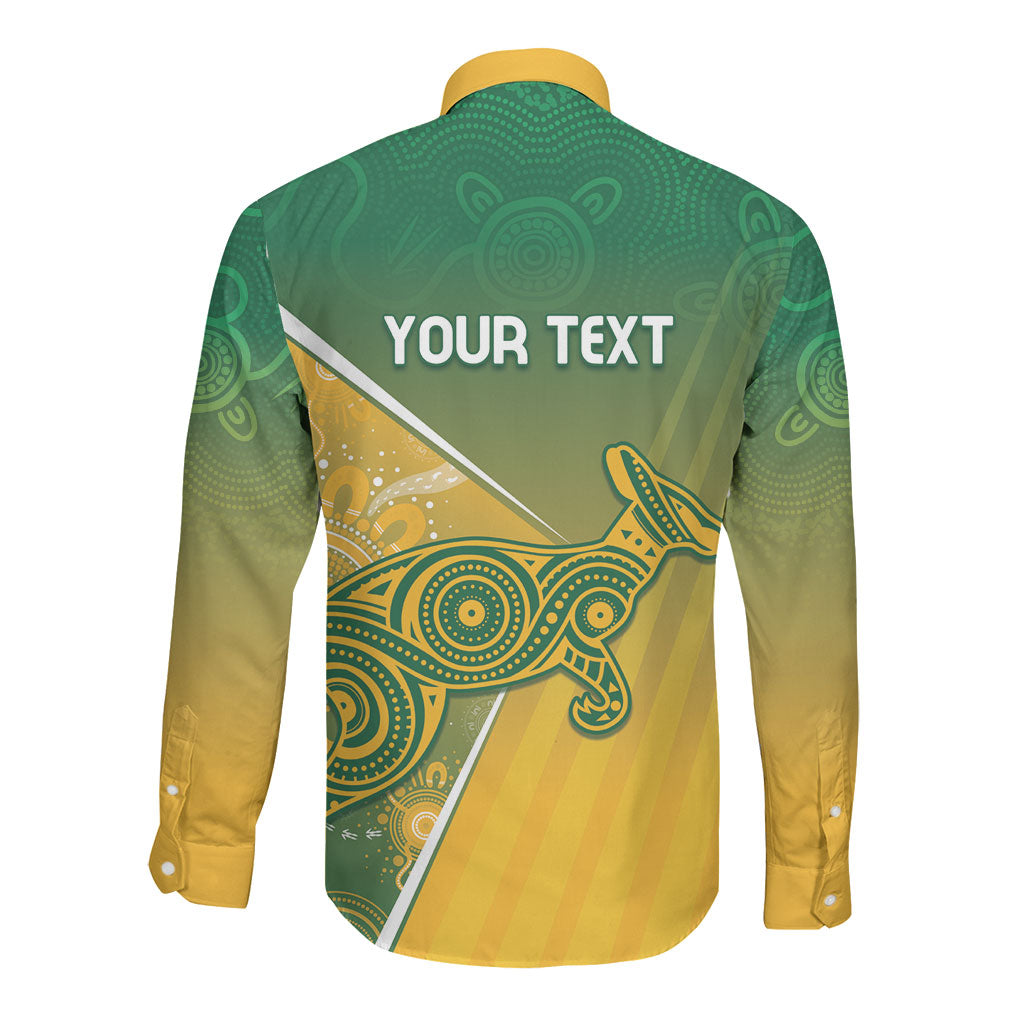 Australia Indigenous Personalised Wallabies Long Sleeve Button Shirt Rugby Rivals