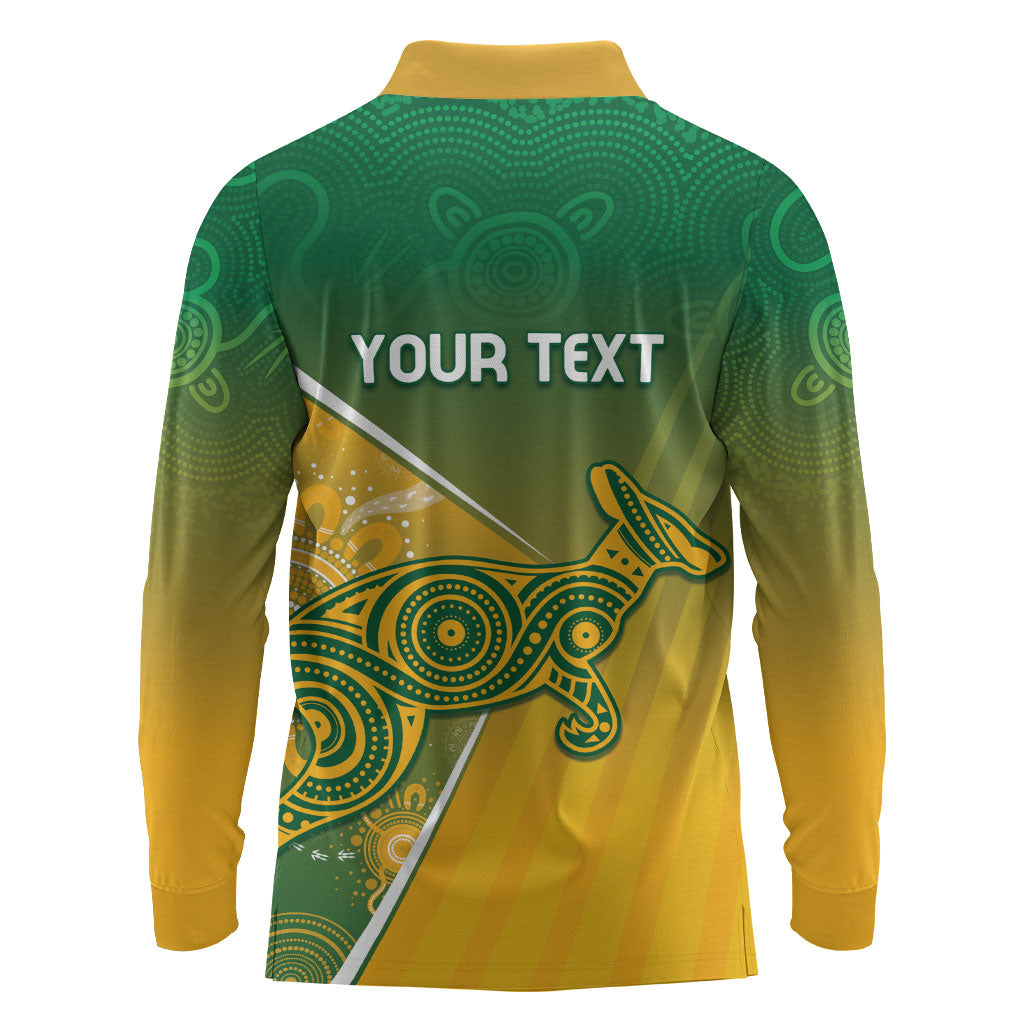 Australia Indigenous Personalised Wallabies Long Sleeve Polo Shirt Rugby Rivals