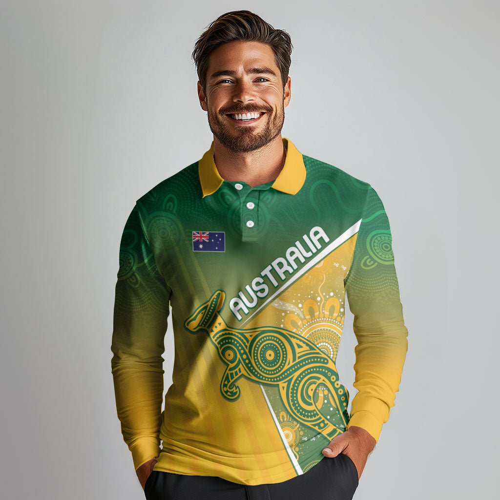Australia Indigenous Personalised Wallabies Long Sleeve Polo Shirt Rugby Rivals