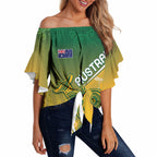 Australia Indigenous Personalised Wallabies Off Shoulder Wrap Waist Top Rugby Rivals