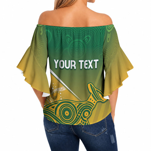 Australia Indigenous Personalised Wallabies Off Shoulder Wrap Waist Top Rugby Rivals
