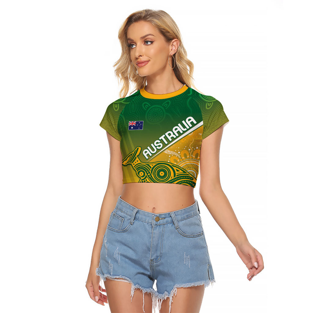 Australia Indigenous Personalised Wallabies Raglan Cropped T Shirt Rugby Rivals