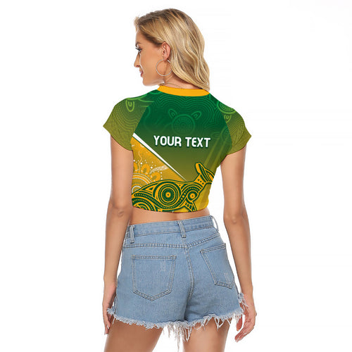 Australia Indigenous Personalised Wallabies Raglan Cropped T Shirt Rugby Rivals