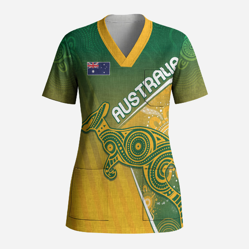 Australia Indigenous Personalised Wallabies Scrub Top Rugby Rivals