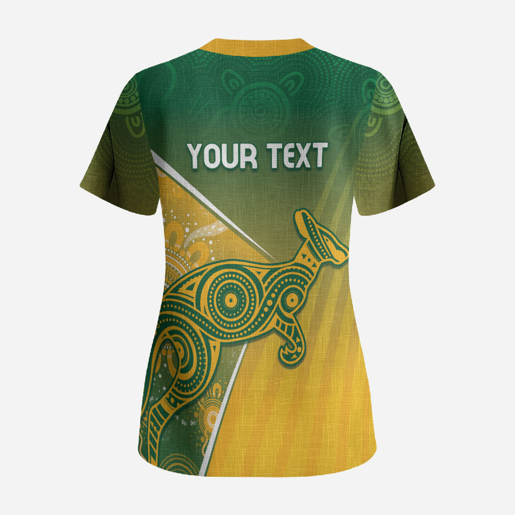 Australia Indigenous Personalised Wallabies Scrub Top Rugby Rivals