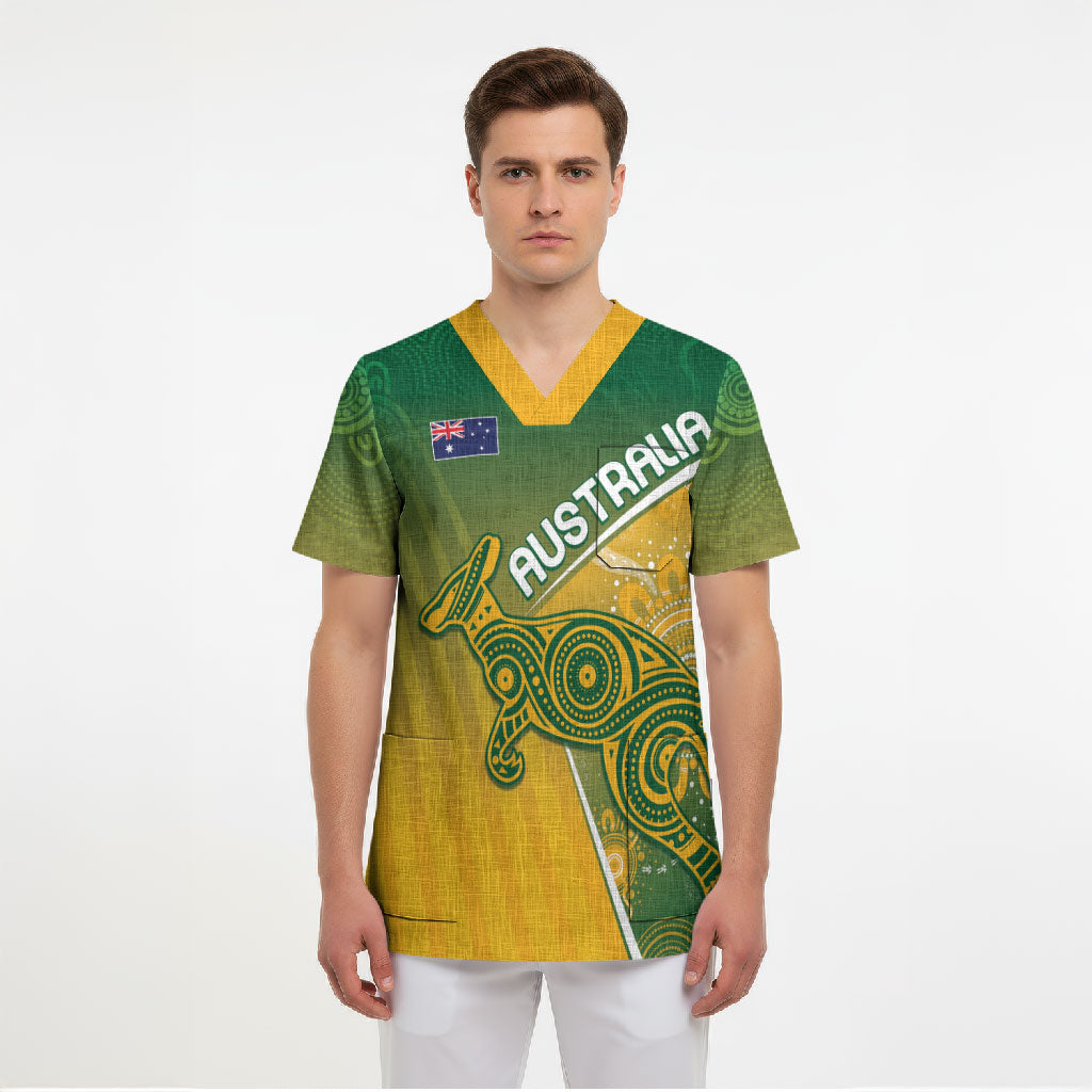 Australia Indigenous Personalised Wallabies Scrub Top Rugby Rivals