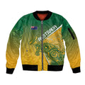 Australia Indigenous Personalised Wallabies Sleeve Zip Bomber Jacket Rugby Rivals