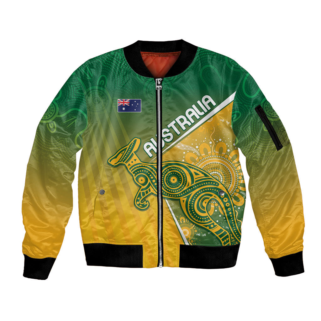 Australia Indigenous Personalised Wallabies Sleeve Zip Bomber Jacket Rugby Rivals