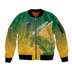 Australia Indigenous Personalised Wallabies Sleeve Zip Bomber Jacket Rugby Rivals