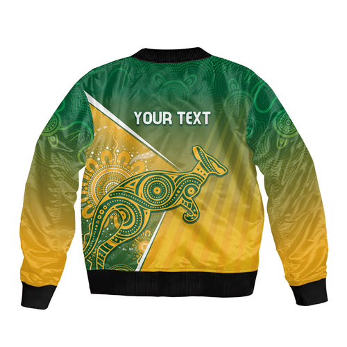 Australia Indigenous Personalised Wallabies Sleeve Zip Bomber Jacket Rugby Rivals