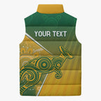 Australia Indigenous Personalised Wallabies Sleeveless Puffer Jacket Rugby Rivals