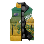 Australia Indigenous Personalised Wallabies Sleeveless Puffer Jacket Rugby Rivals