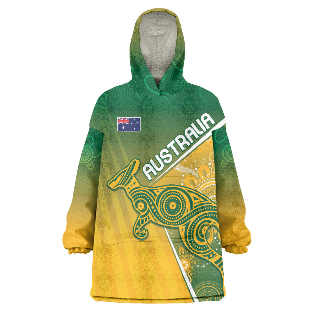 Australia Indigenous Personalised Wallabies Wearable Blanket Hoodie Rugby Rivals