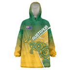 Australia Indigenous Personalised Wallabies Wearable Blanket Hoodie Rugby Rivals