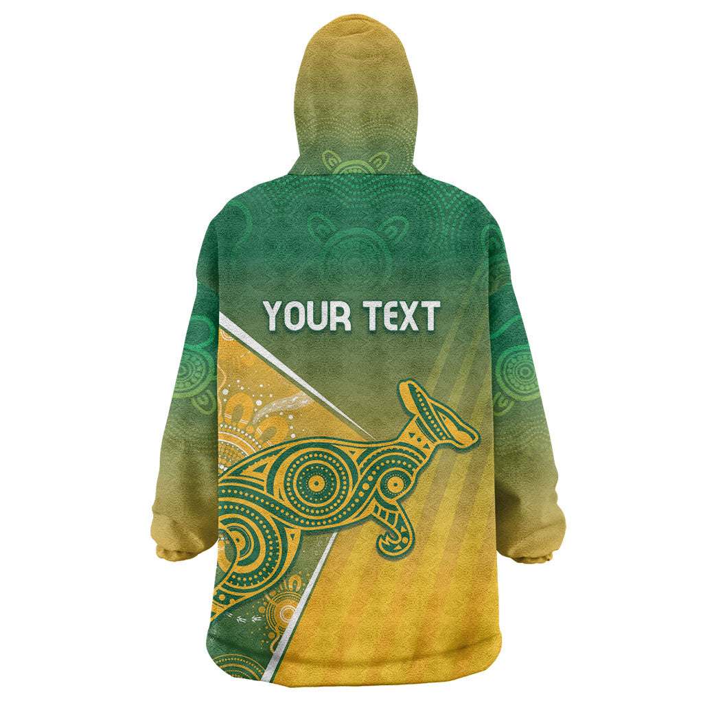 Australia Indigenous Personalised Wallabies Wearable Blanket Hoodie Rugby Rivals