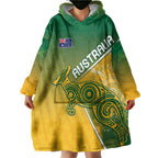 Australia Indigenous Personalised Wallabies Wearable Blanket Hoodie Rugby Rivals