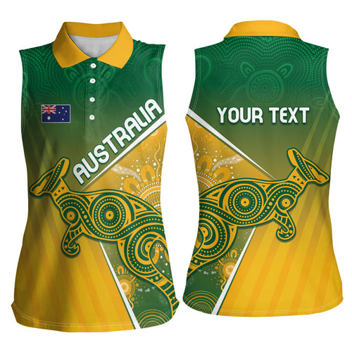 Australia Indigenous Personalised Wallabies Women Sleeveless Polo Shirt Rugby Rivals