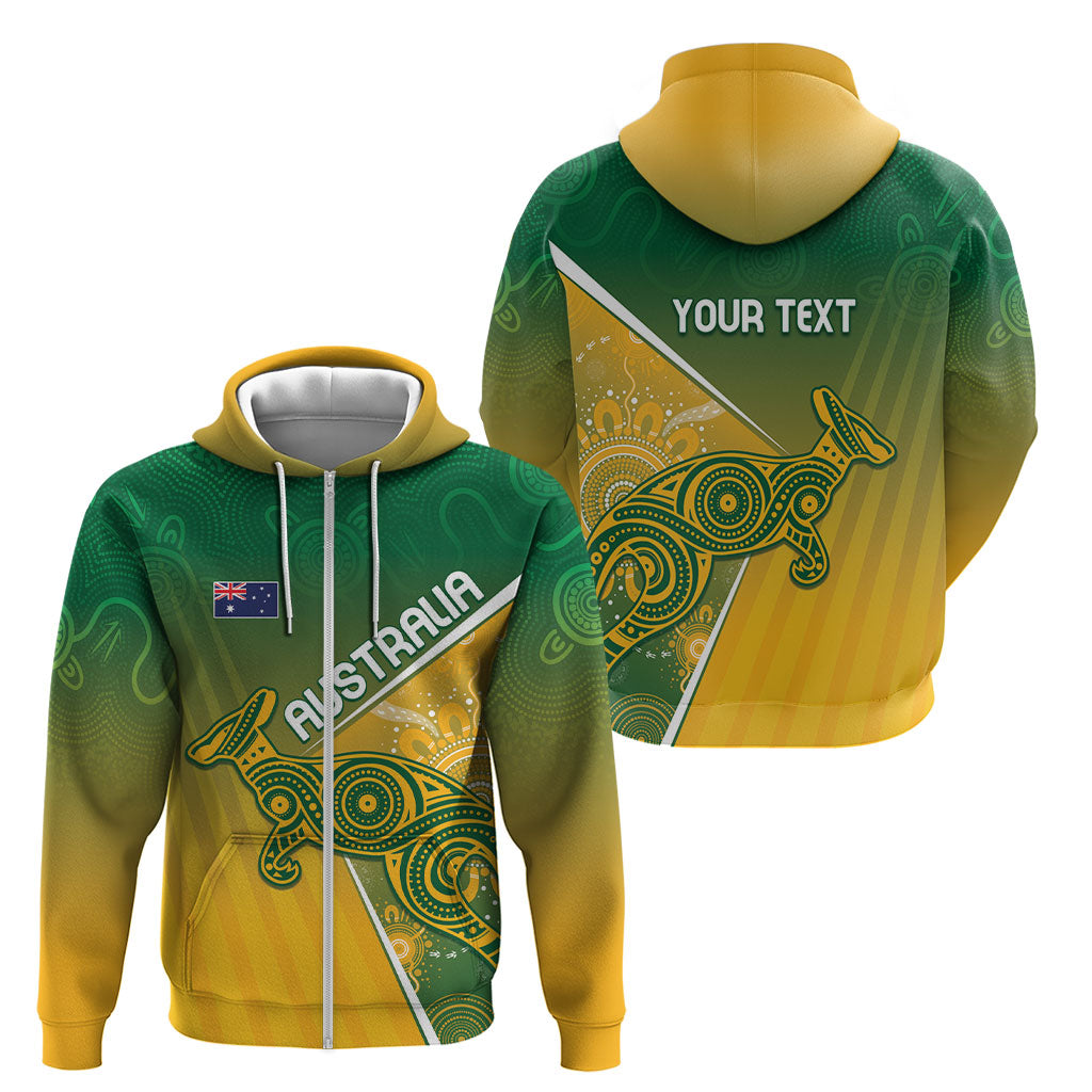 Australia Indigenous Personalised Wallabies Zip Hoodie Rugby Rivals