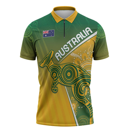 Australia Indigenous Personalised Wallabies Zipper Polo Shirt Rugby Rivals