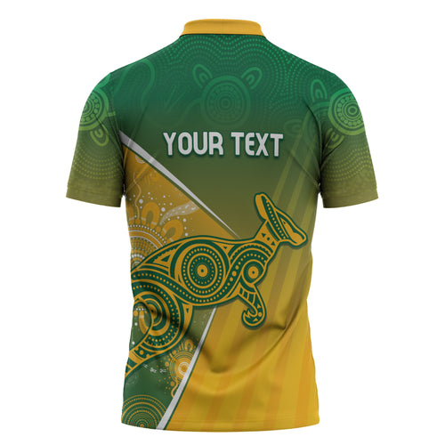 Australia Indigenous Personalised Wallabies Zipper Polo Shirt Rugby Rivals