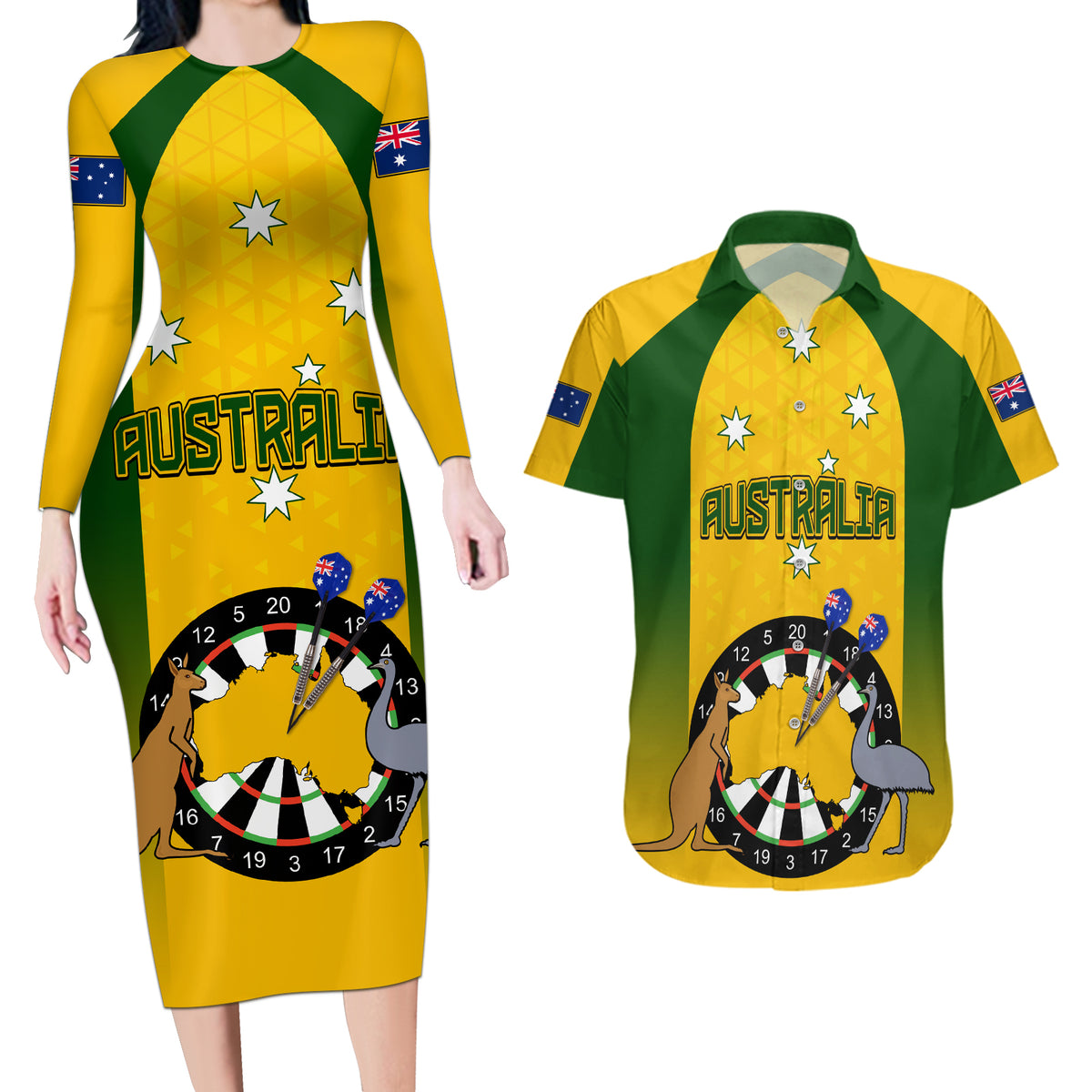 custom-australia-darts-couples-matching-long-sleeve-bodycon-dress-and-hawaiian-shirt-national-color-basic