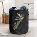 Kia Ora New Zealand Floral Laundry Basket Black - Aussie Hoodie
