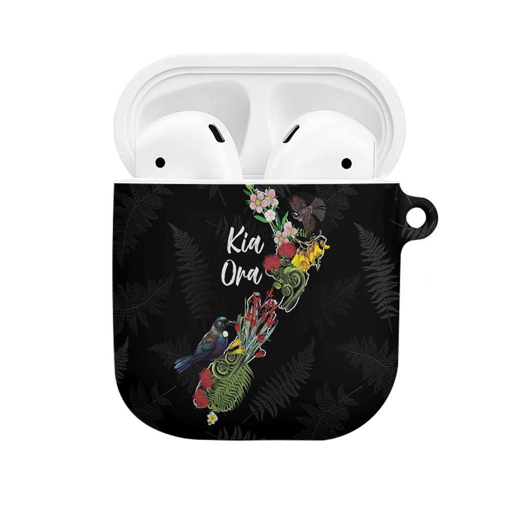 Kia Ora New Zealand Floral AirPods Case Black - Aussie Hoodie