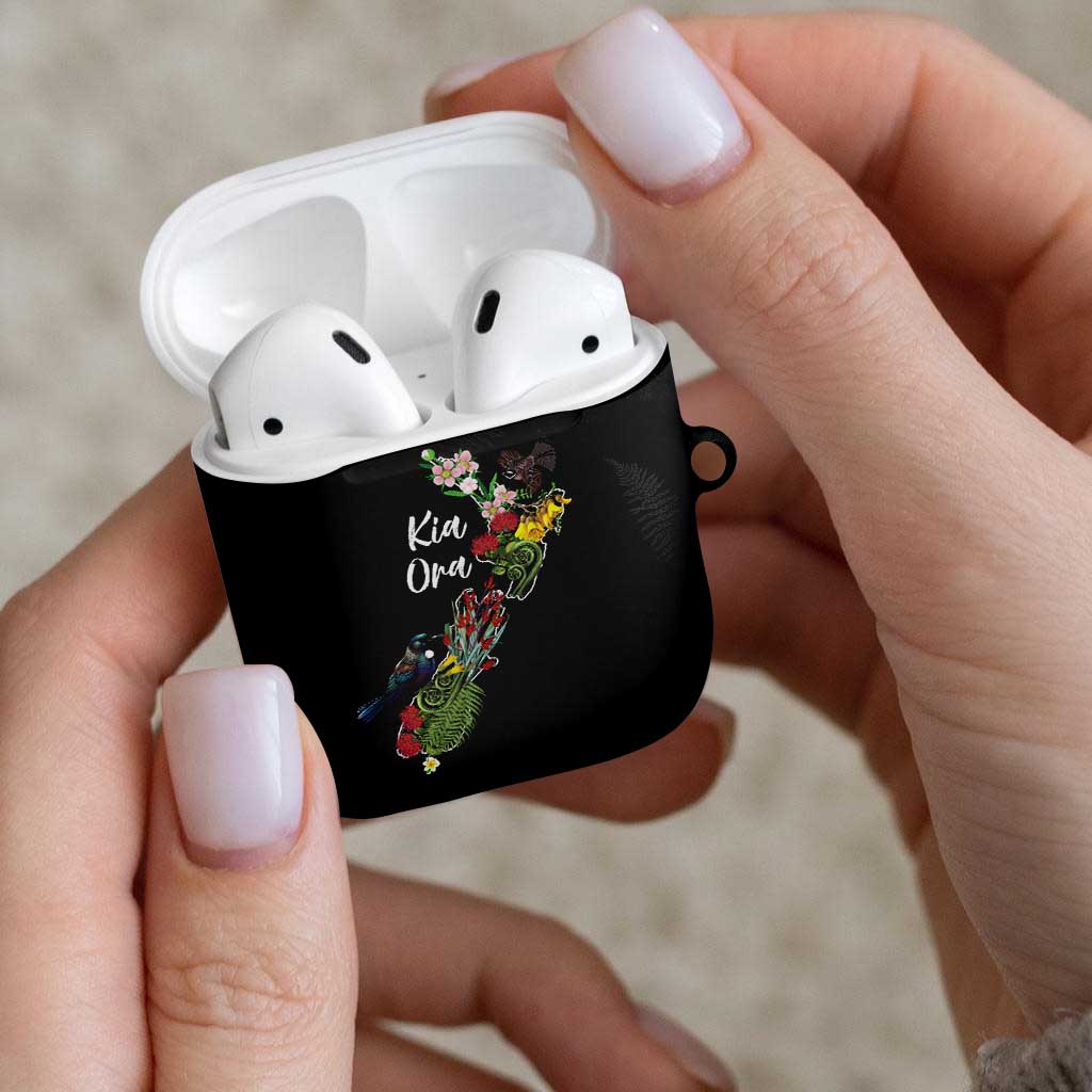 Kia Ora New Zealand Floral AirPods Case Black - Aussie Hoodie