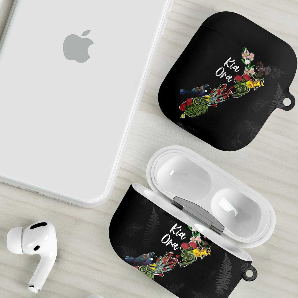 Kia Ora New Zealand Floral AirPods Case Black - Aussie Hoodie