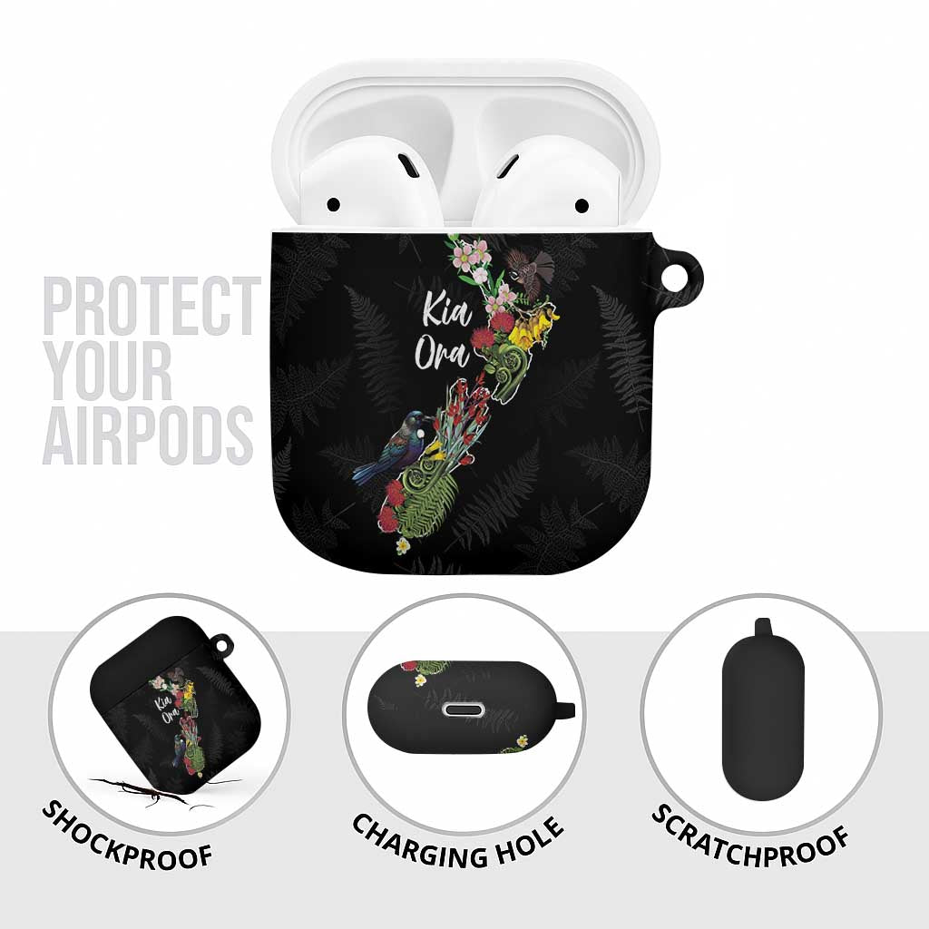 Kia Ora New Zealand Floral AirPods Case Black - Aussie Hoodie