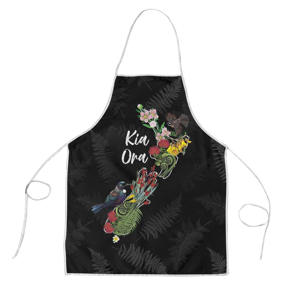 Kia Ora New Zealand Floral Apron Black - Aussie Hoodie