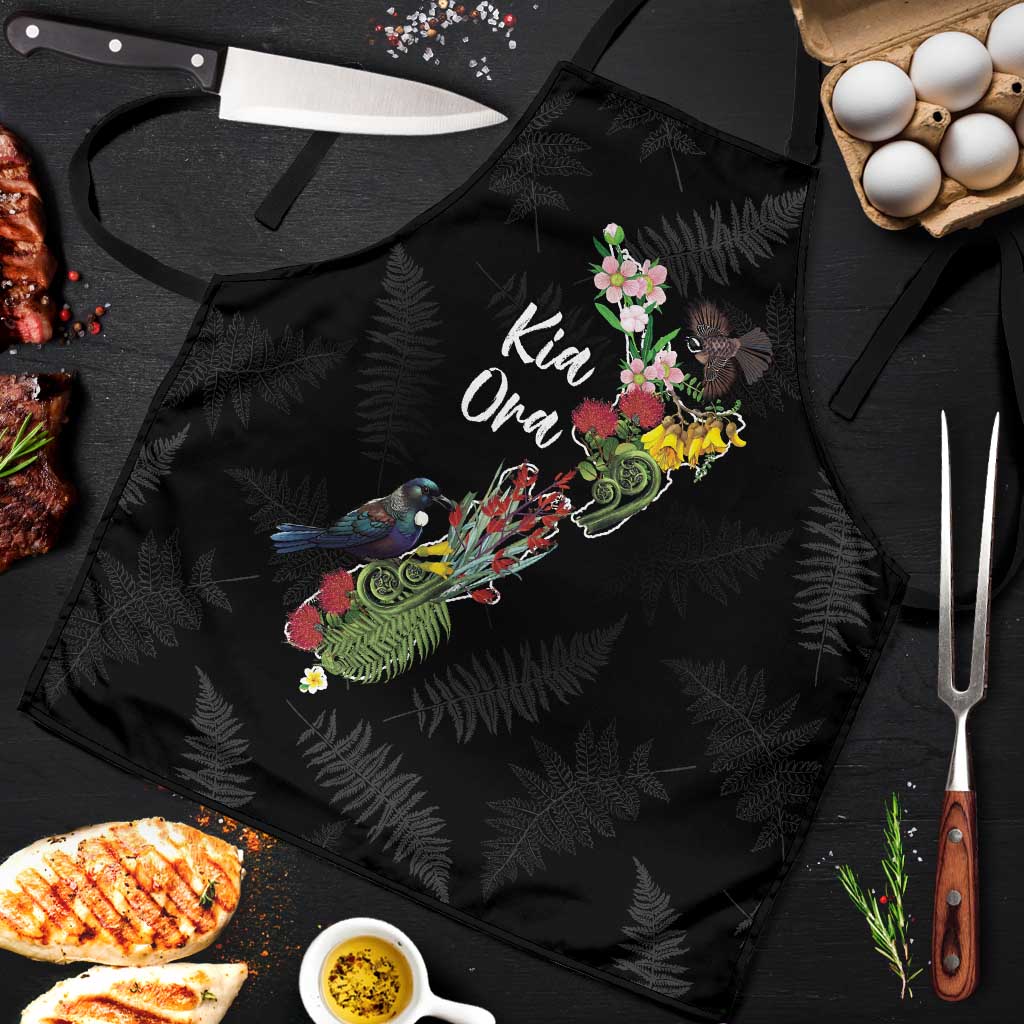 Kia Ora New Zealand Floral Apron Black - Aussie Hoodie