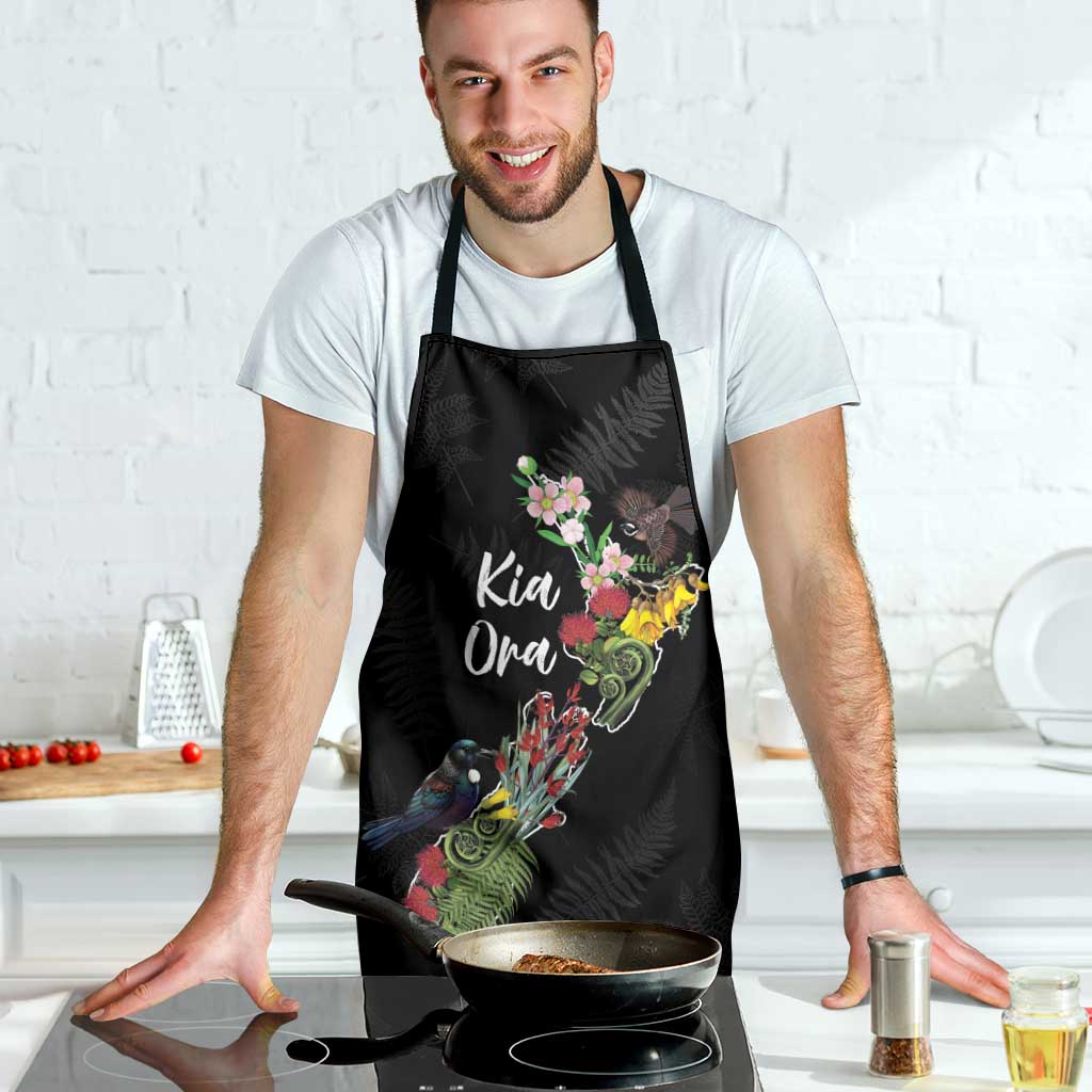 Kia Ora New Zealand Floral Apron Black - Aussie Hoodie
