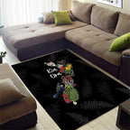 Kia Ora New Zealand Floral Area Rug Black - Aussie Hoodie