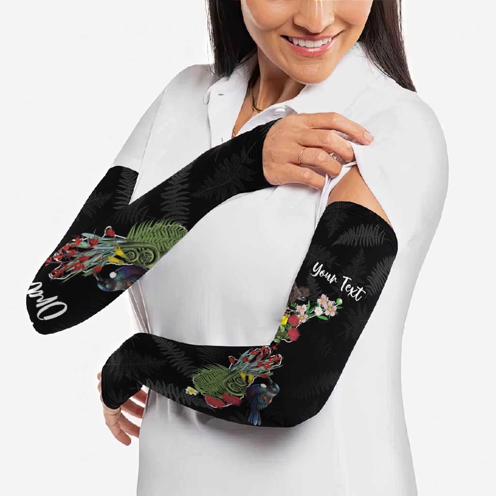 Kia Ora New Zealand Floral Personalized Arm Sleeves Black - Aussie Hoodie