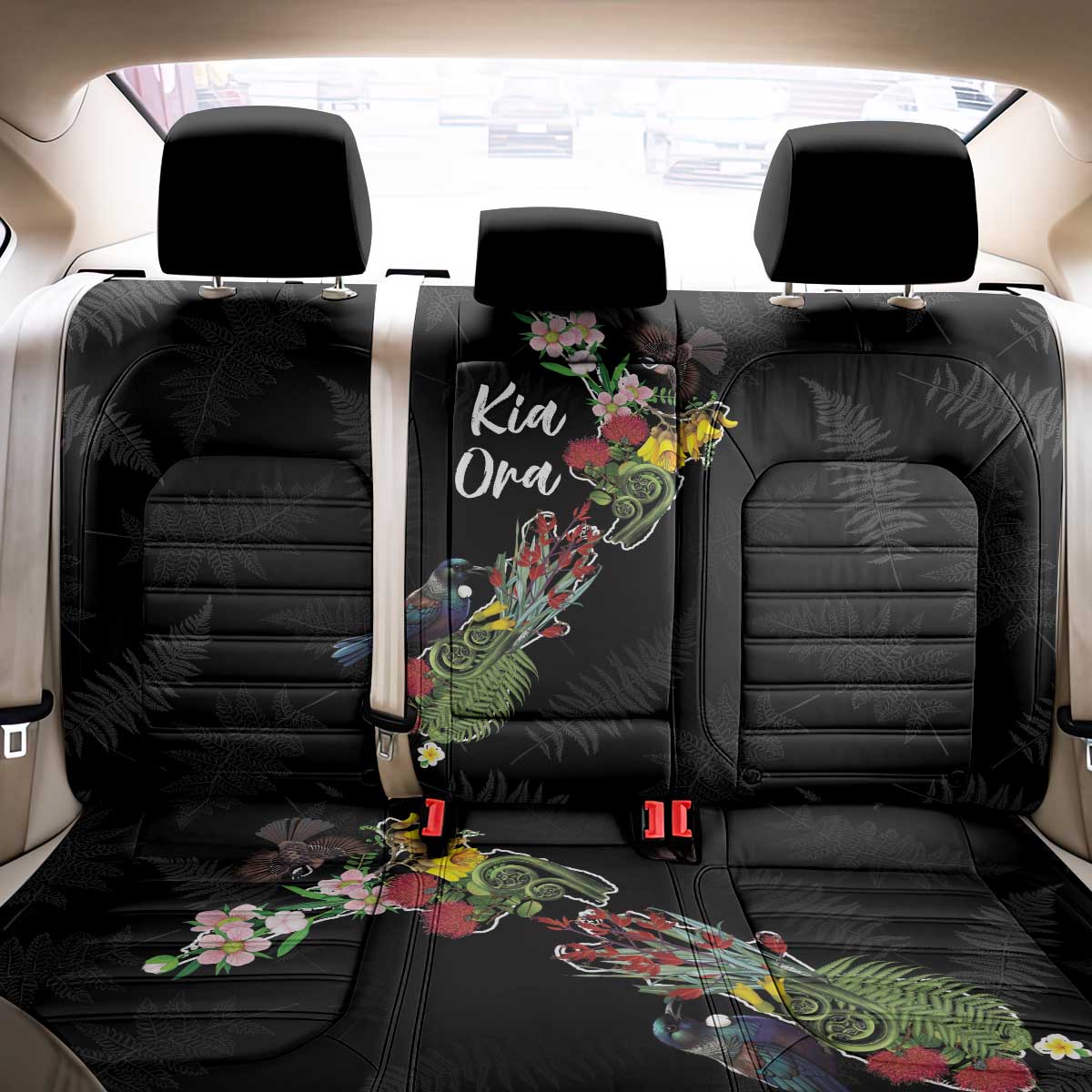 Kia Ora New Zealand Floral Back Car Seat Cover Black - Aussie Hoodie