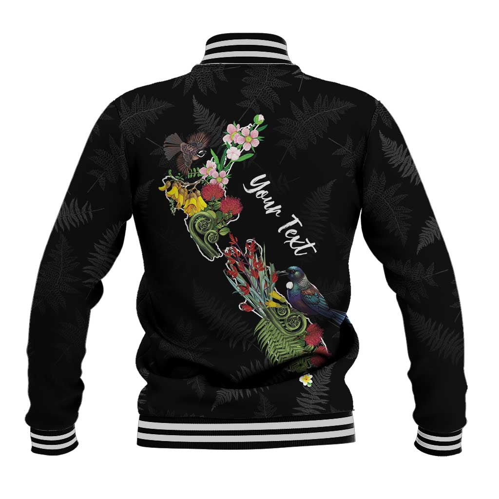 Kia Ora New Zealand Floral Personalized Baseball Jacket Black - Aussie Hoodie