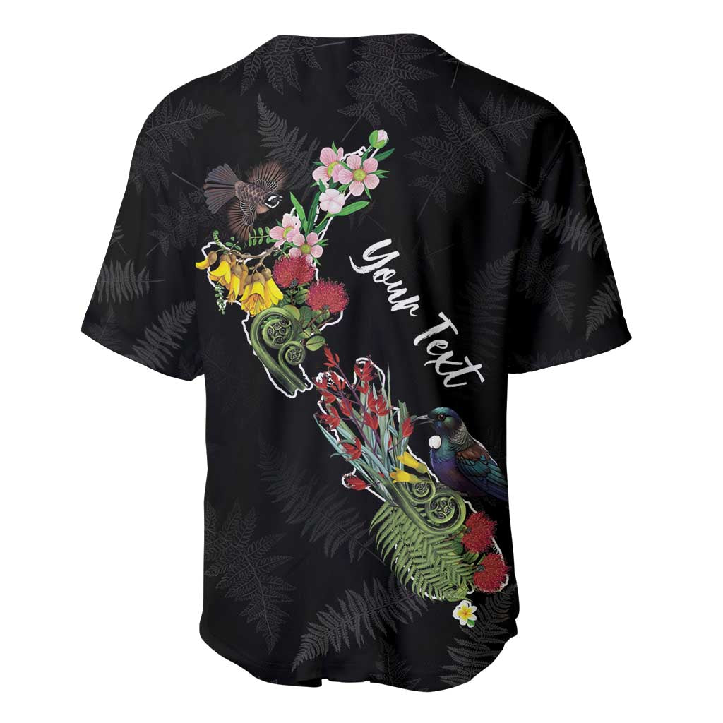 Kia Ora New Zealand Floral Personalized Baseball Jersey Black - Aussie Hoodie