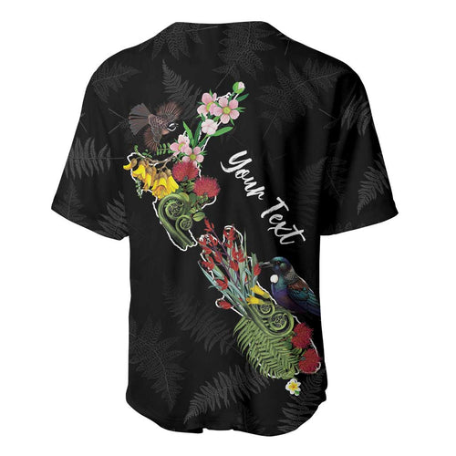 Kia Ora New Zealand Floral Personalized Baseball Jersey Black - Aussie Hoodie