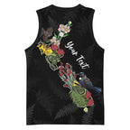 Kia Ora New Zealand Floral Personalized Basketball Jersey Black - Aussie Hoodie