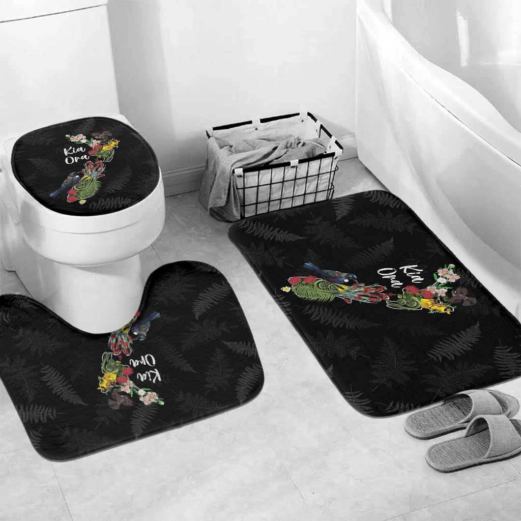 Kia Ora New Zealand Floral Bathroom Set Black - Aussie Hoodie