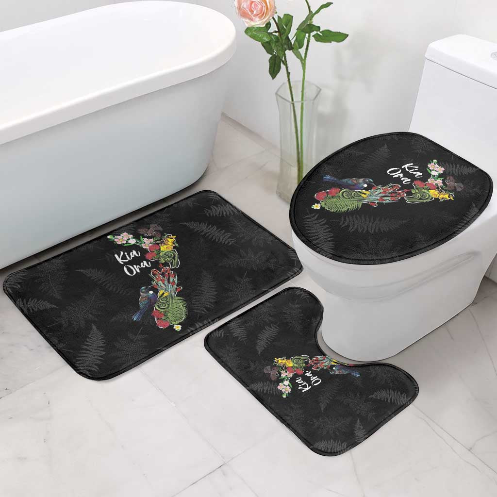 Kia Ora New Zealand Floral Bathroom Set Black - Aussie Hoodie