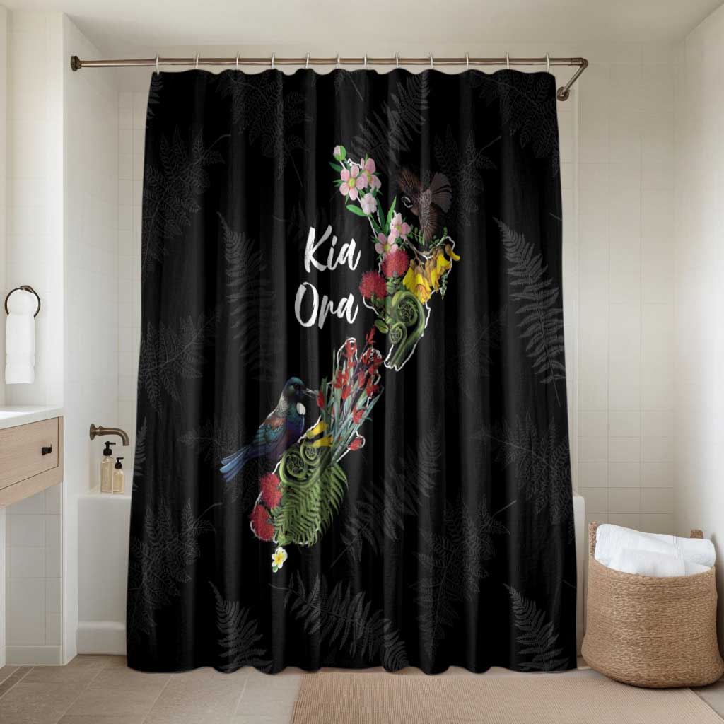 Kia Ora New Zealand Floral Bathroom Set Black - Aussie Hoodie