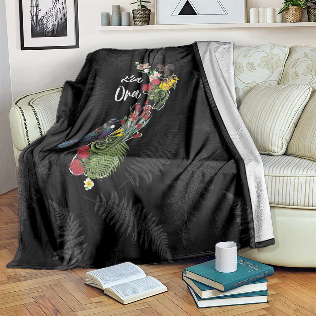 Kia Ora New Zealand Floral Blanket Black - Aussie Hoodie