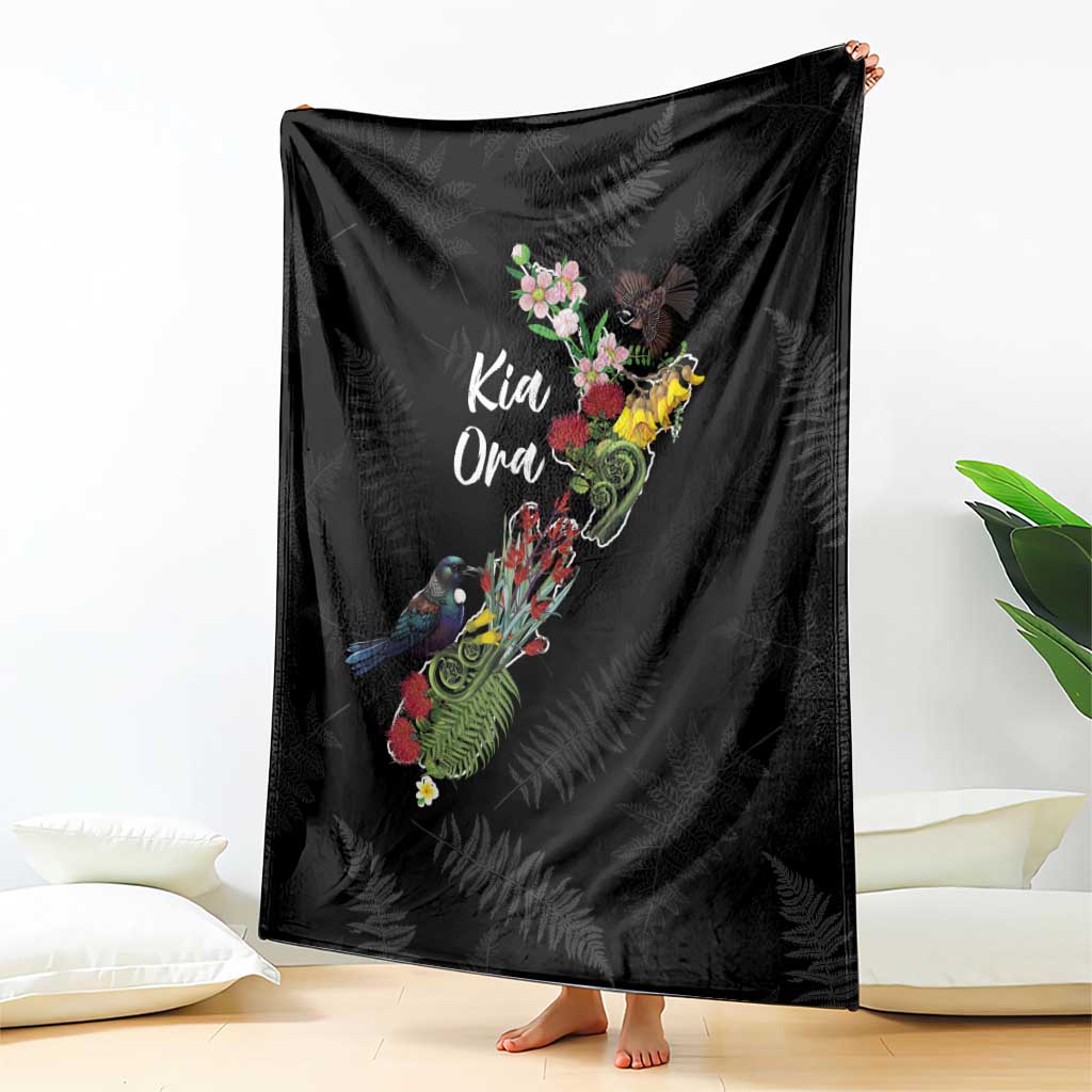 Kia Ora New Zealand Floral Blanket Black - Aussie Hoodie