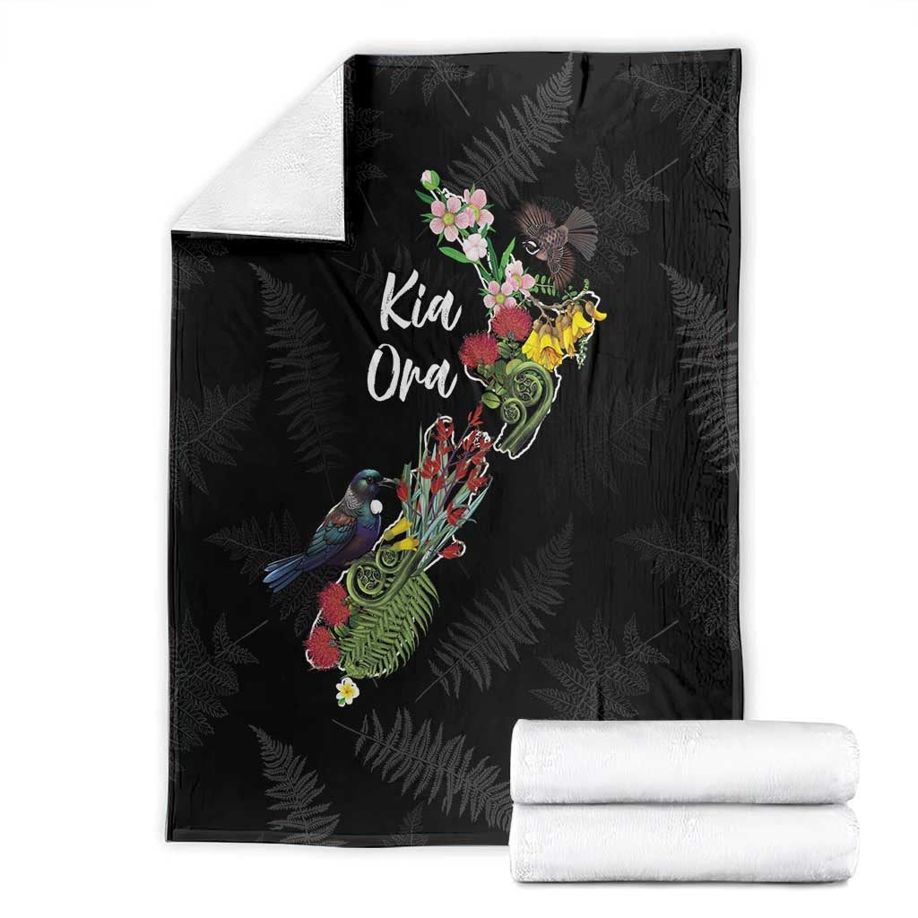 Kia Ora New Zealand Floral Blanket Black - Aussie Hoodie