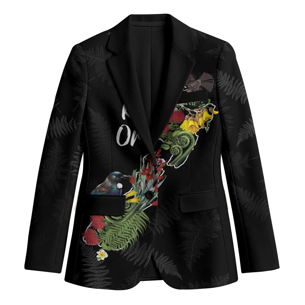 Kia Ora New Zealand Floral Personalized Blazer Black - Aussie Hoodie
