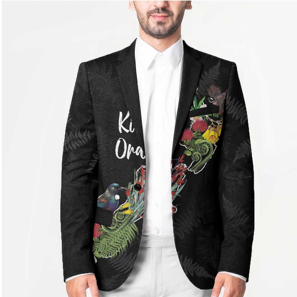 Kia Ora New Zealand Floral Personalized Blazer Black - Aussie Hoodie