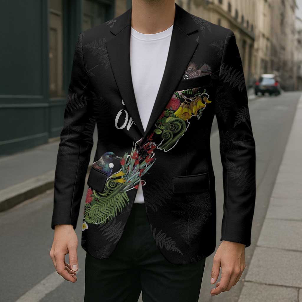 Kia Ora New Zealand Floral Personalized Blazer Black - Aussie Hoodie